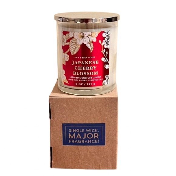 NWT- Bath & Bodyworks Japanese Cherry Blossom Single Wick Candle - Picture 6 of 7